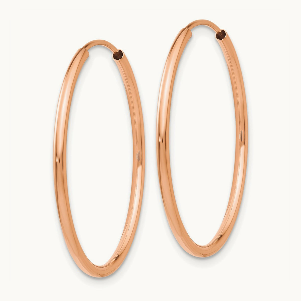 Polished Endless Tube Hoop Earrings, 1.50mm, 14K Rose Gold
