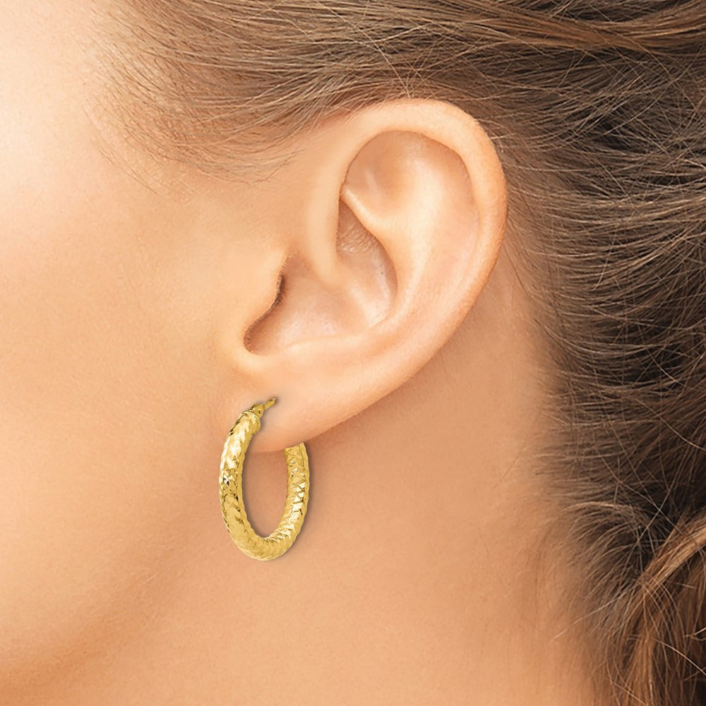 ForeverLite Polished and Textured Hoop Earrings — Leslie's — 10K Yellow Gold, 20mm