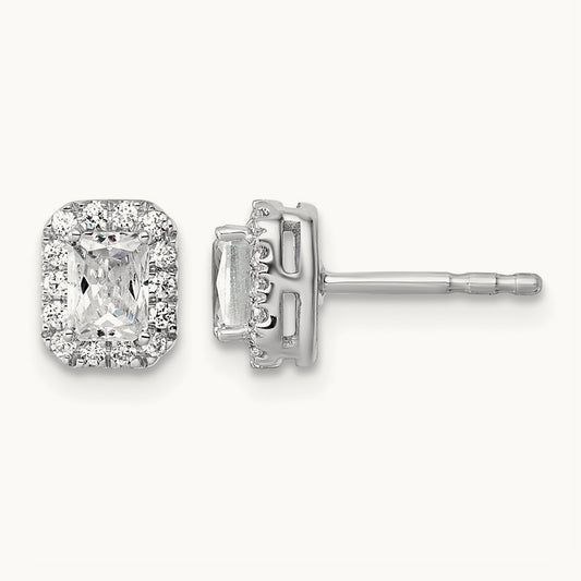Emerald Halo Post Earrings, 0.50-1.00 ct tw Lab-Grown Diamond
