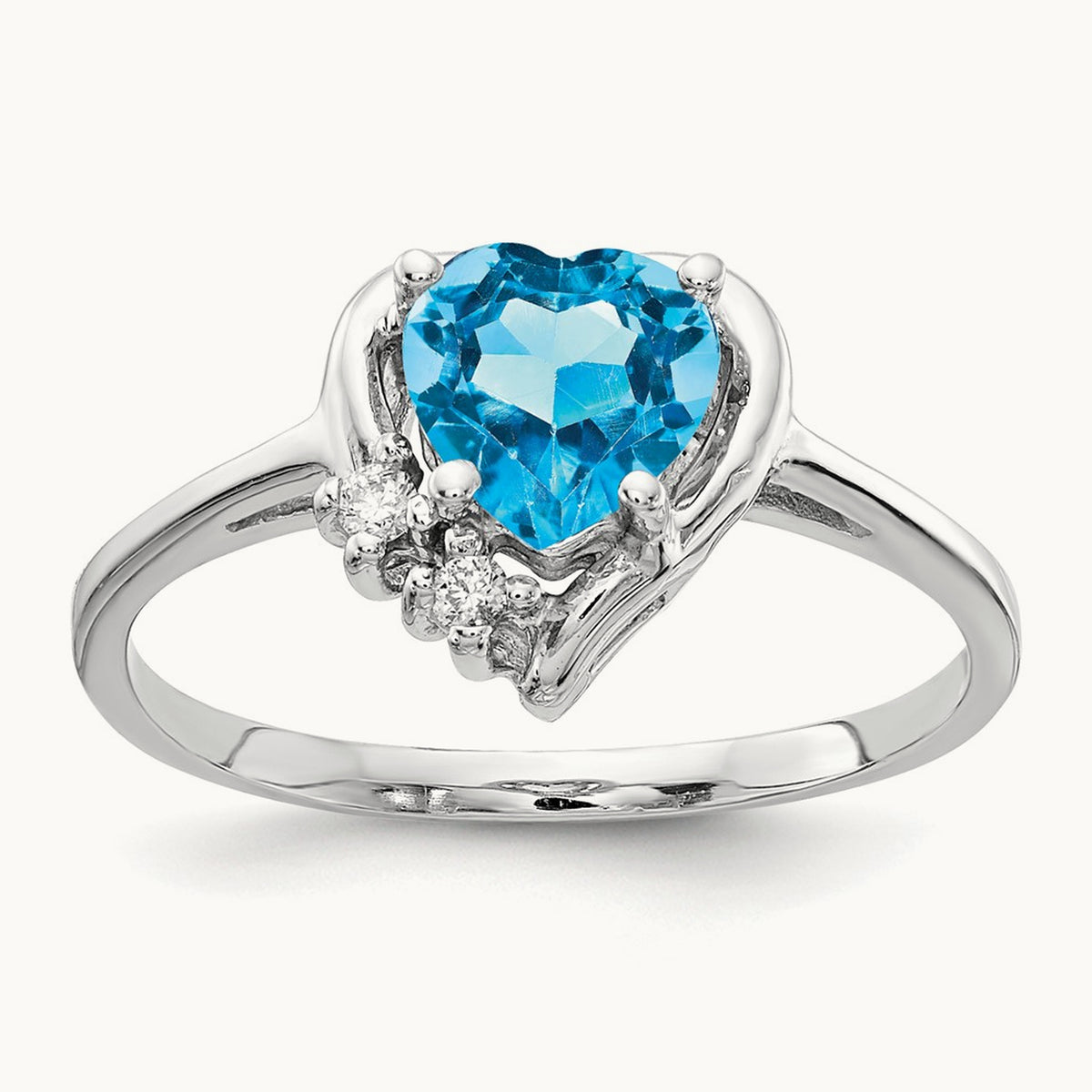 Blue Topaz Diamond ring, 14K White Gold