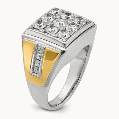 IBGoodman Men's Polished Diamond Square Cluster Ring, 14K Two-tone