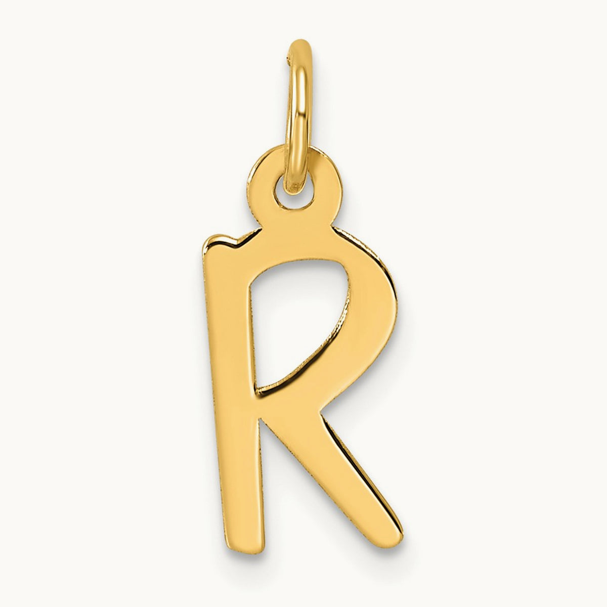 Slanted Block Initial Charm — 14K Yellow Gold, R
