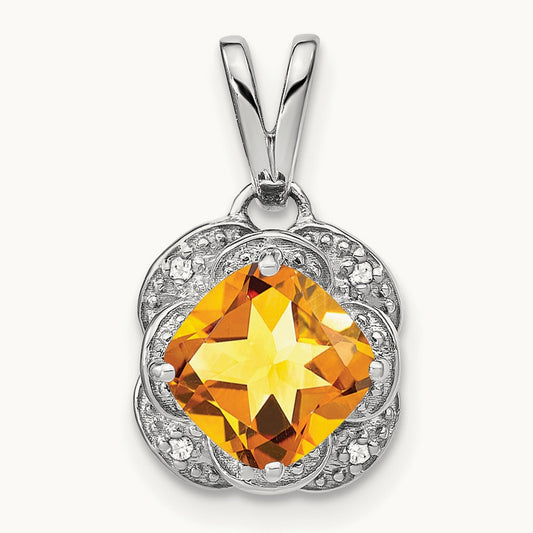 Cushion Citrine and Diamond Pendant — photo set