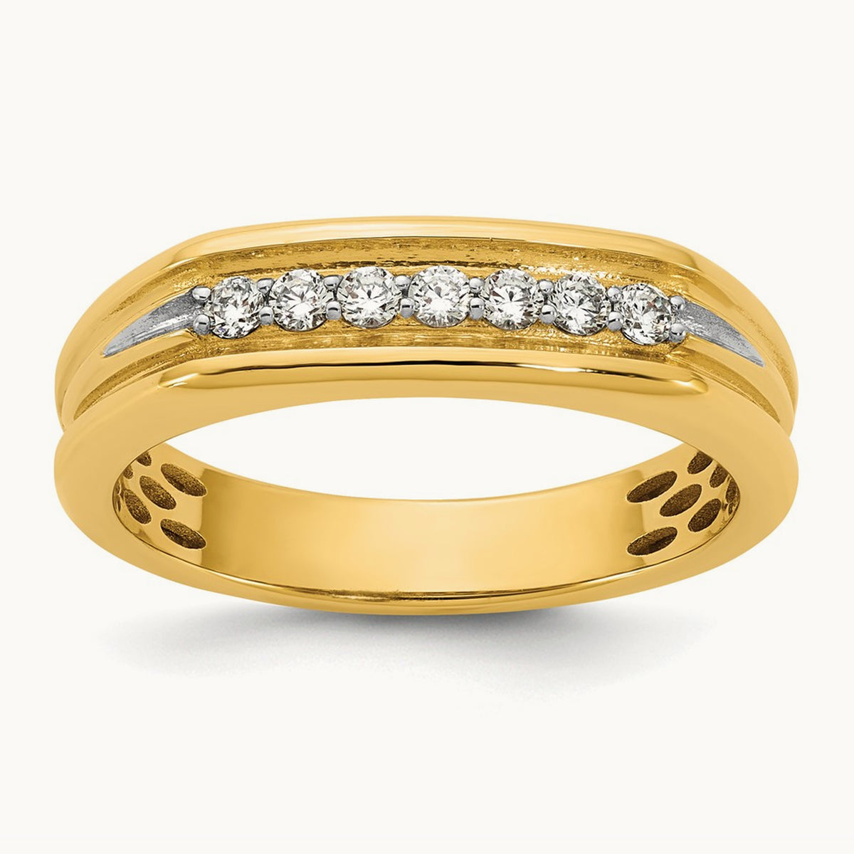 IB Goodman Mens Polished Complete 7-Stone 1/4ct Diamond Ring, 14K Yellow Gold