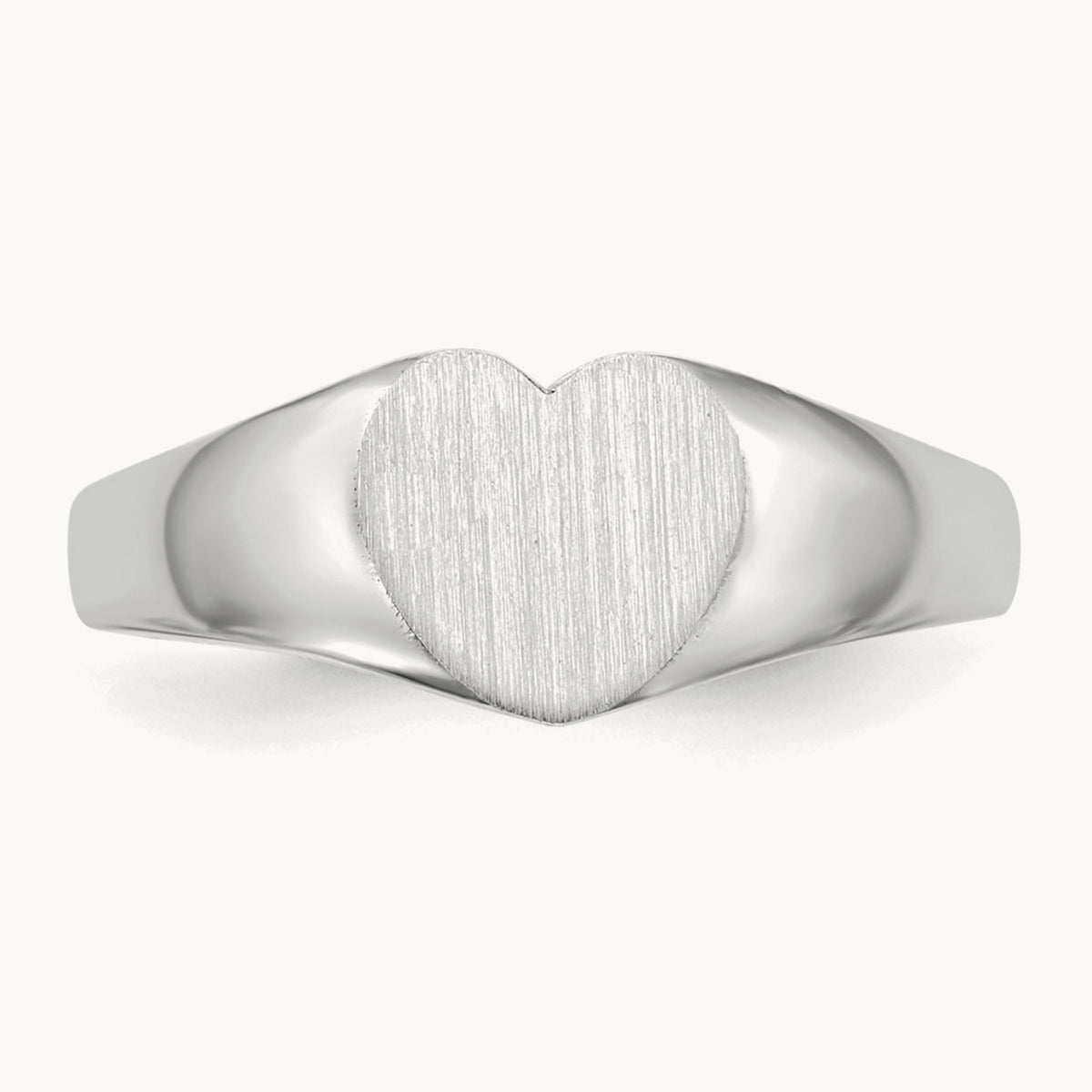Closed Back Heart Signet Ring — 14K White Gold, 7.0x9.5mm, 6
