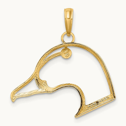 Cut-Out Duck Head Charm, 14K