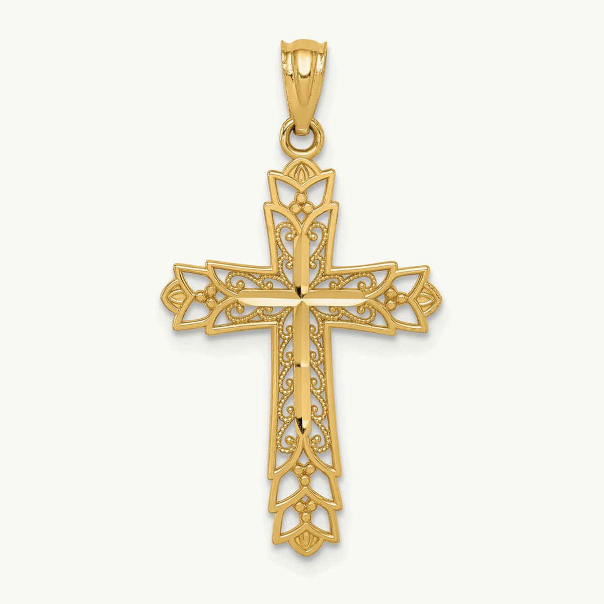 Polished Filigree Cross Pendant — 30mm