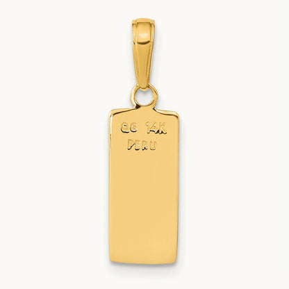 3D Gold Bar Pendant, 14K