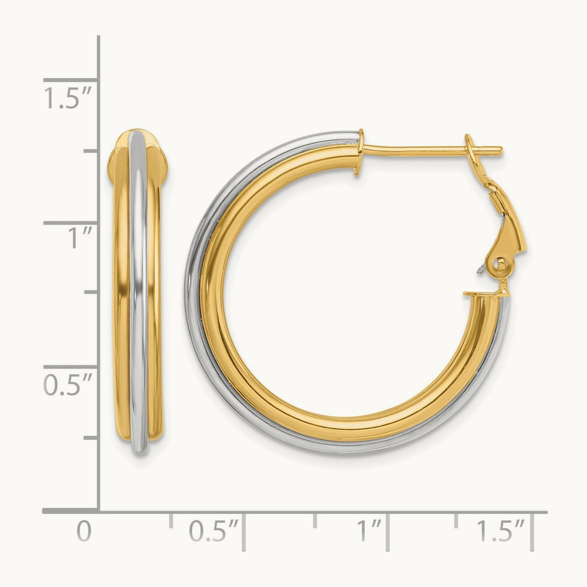 Polished Omega Back Hoop Earrings — 28mm