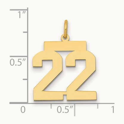 Medium Polished Number 22 Charm, 14K