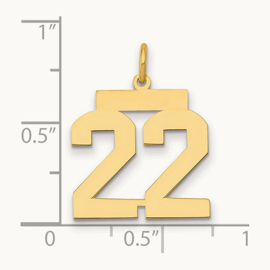 Medium Polished Number 22 Charm, 14K