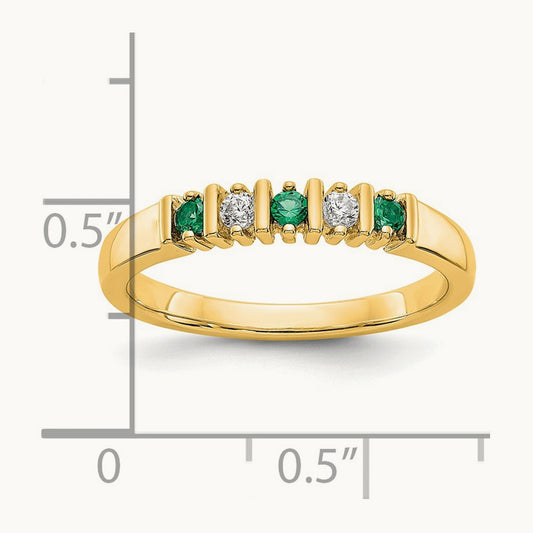 Diamond w/Emerald Band, 14K Yellow Gold