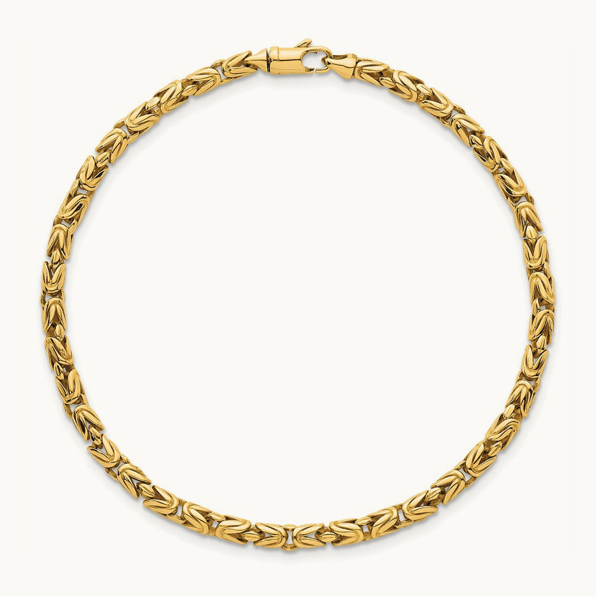 Polished Rounded Byzantine Link 7.5in Bracelet, 14K