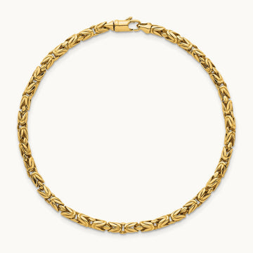 Polished Rounded Byzantine Link 7.5in Bracelet, 14K
