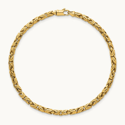 Polished Rounded Byzantine Link 7.5in Bracelet, 14K