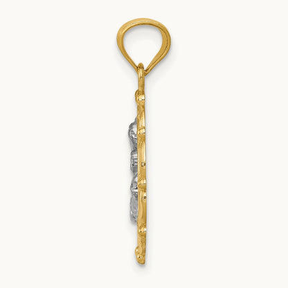 w/Rhodium Mother Holding Baby Pendant, 14K