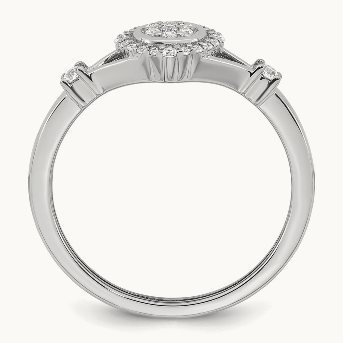 Complete Diamond Round Cluster Halo Engagement Ring, 3.3mm thick — 14K White Gold