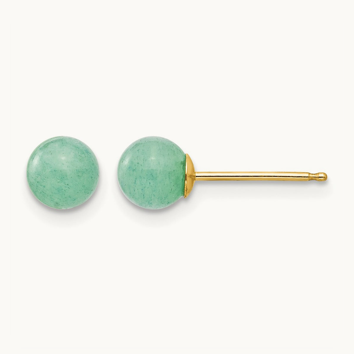 Madi K Green Natural Stone Post Earrings, 5mm, 14K