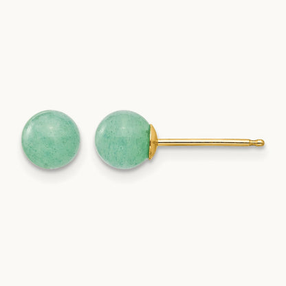 Madi K Green Natural Stone Post Earrings, 5mm, 14K