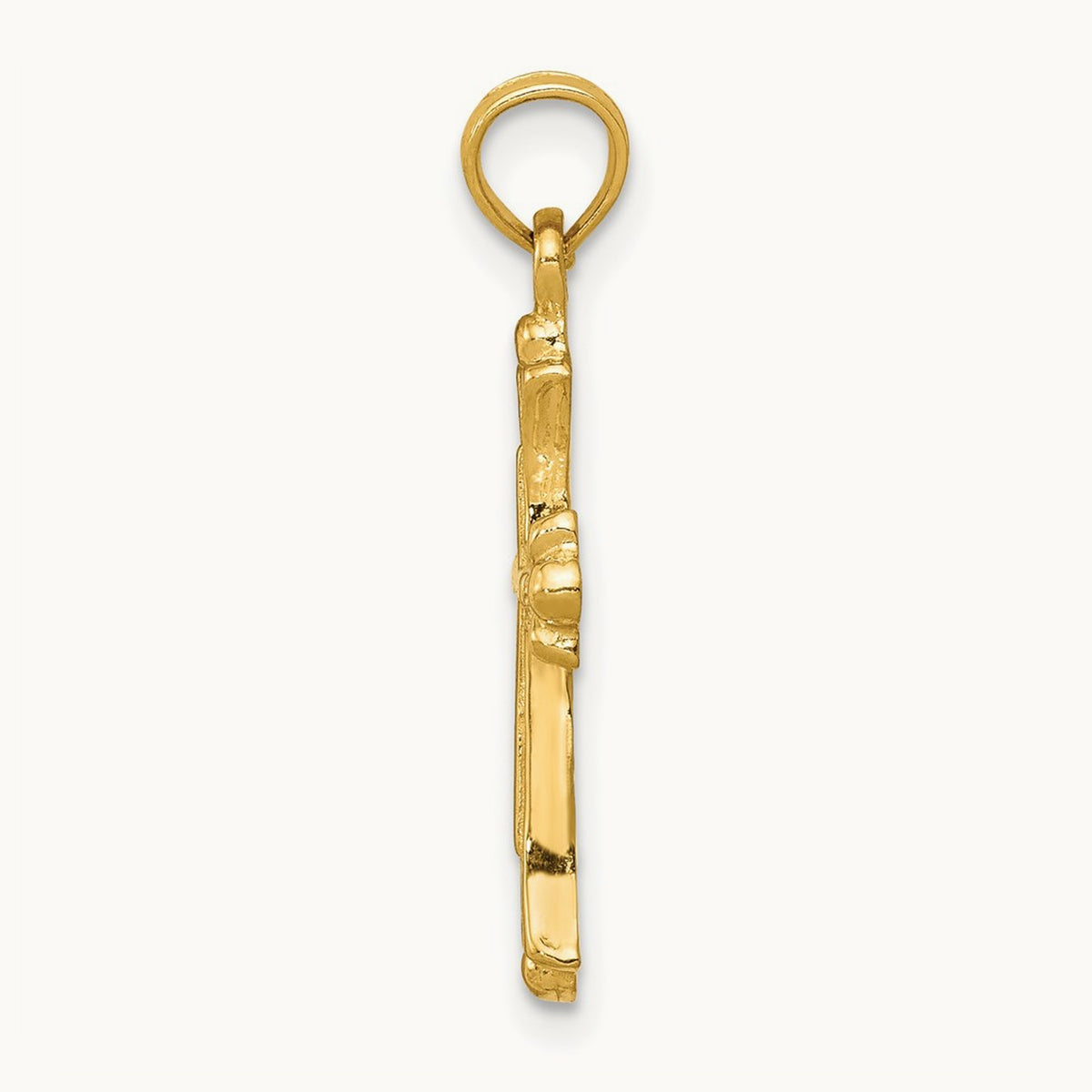 Budded Cross Charm — 14K Yellow Gold, 26mm
