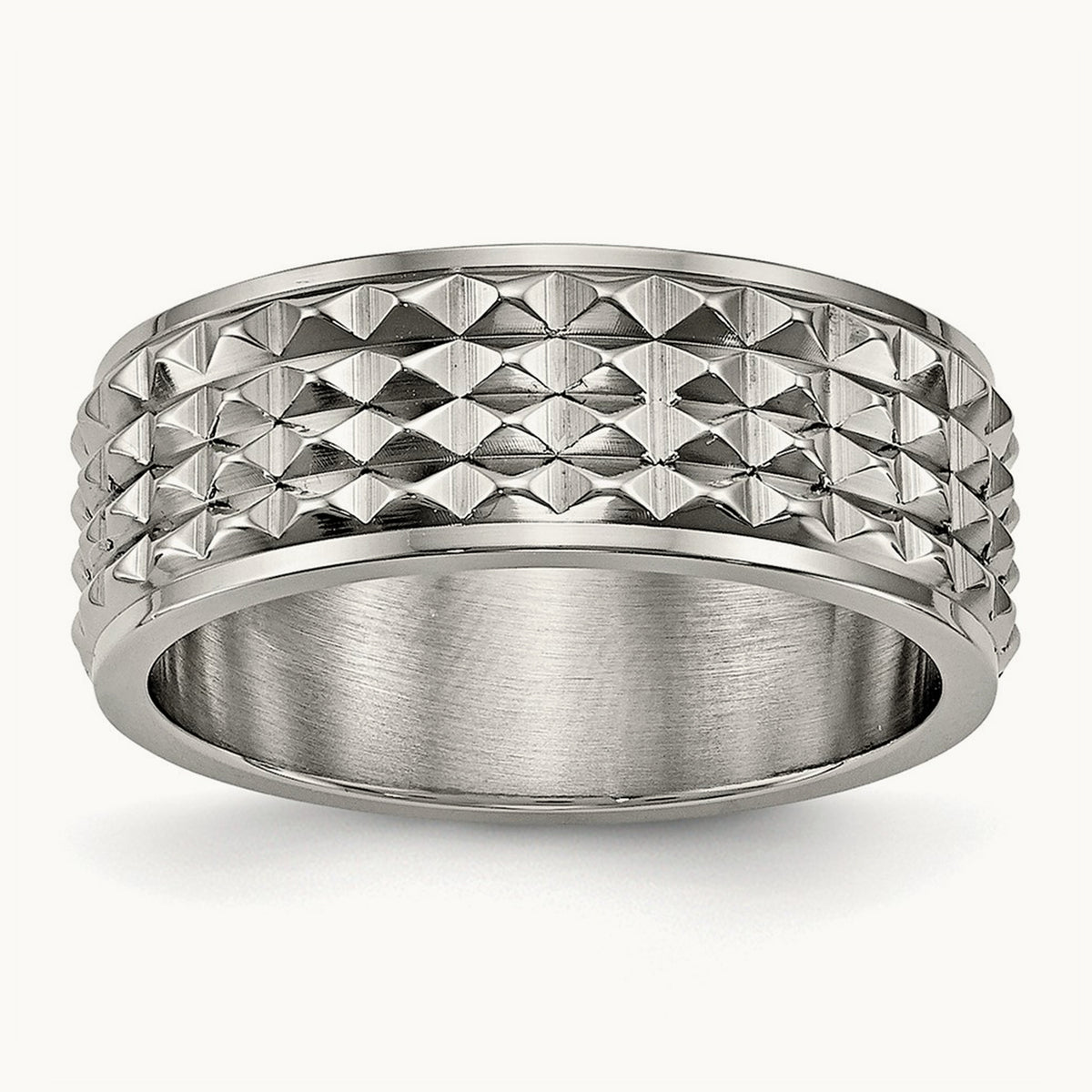 Polished Studded Band, 8mm, Titanium