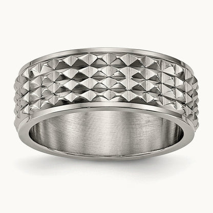 Polished Studded Band, 8mm, Titanium