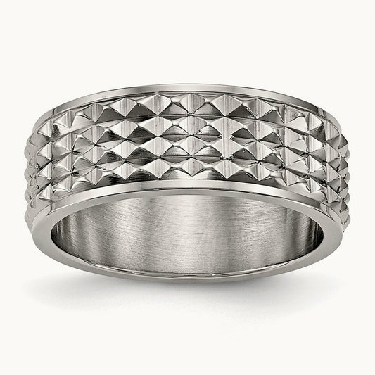 Polished Studded Band, 8mm, Titanium