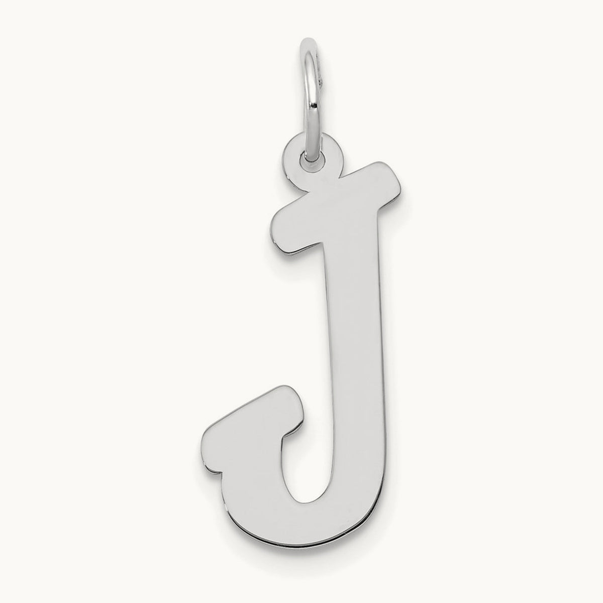 Large Script Initial Charm — 14K White Gold, J
