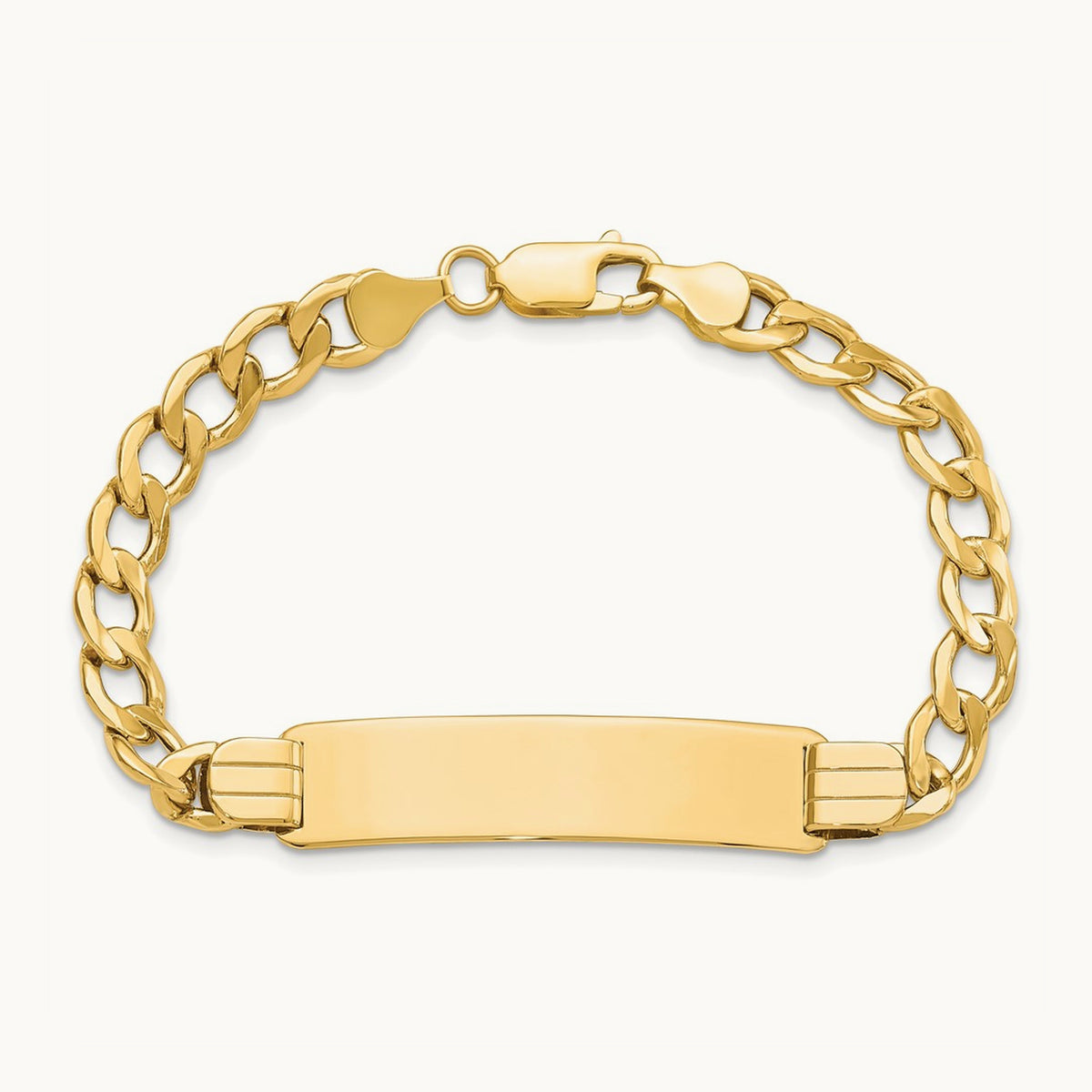 Semi-solid Curb Link ID Bracelet, 14K