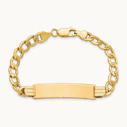 Semi-solid Curb Link ID Bracelet, 14K