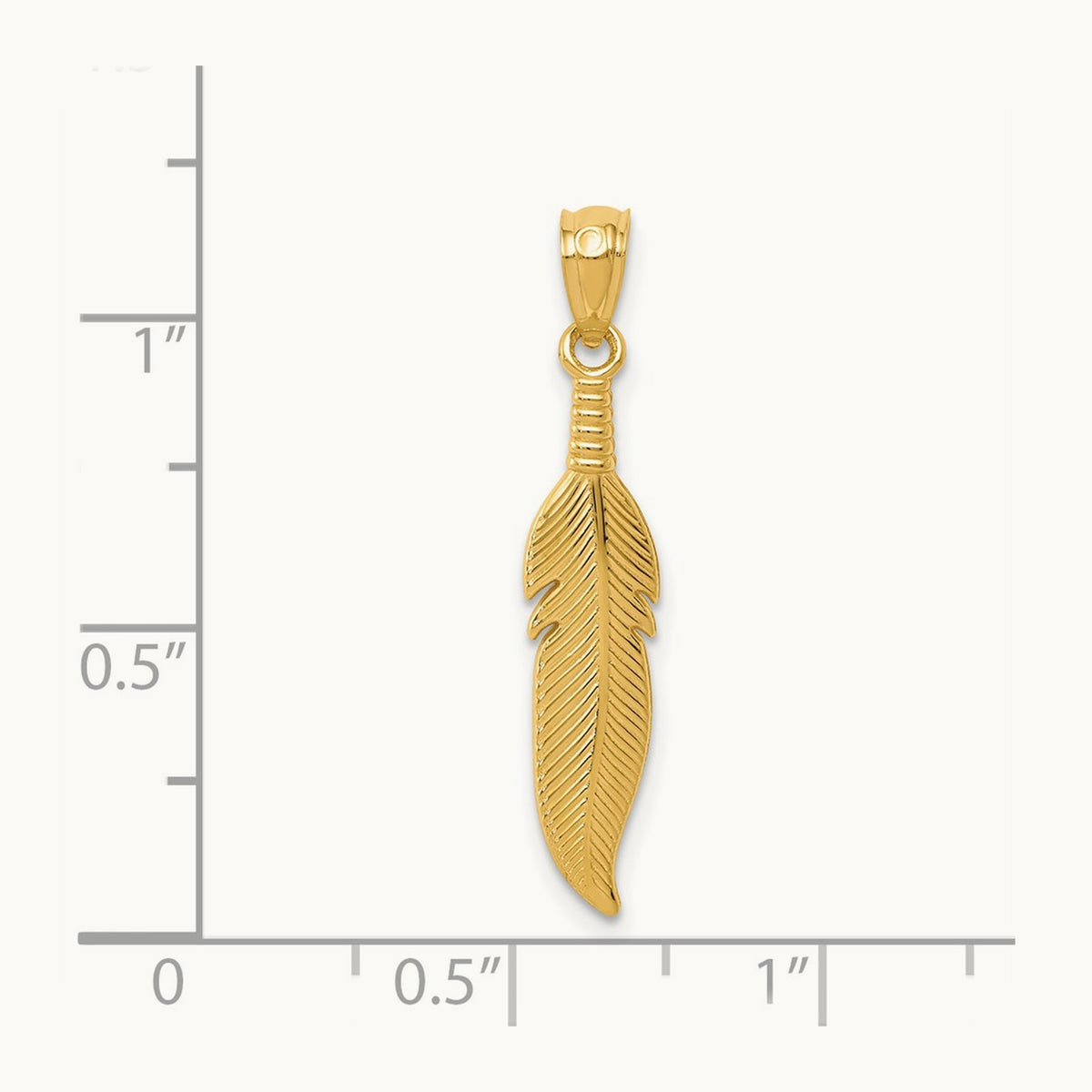 Polished Feather Pendant, 14K