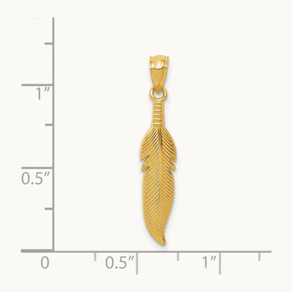 Polished Feather Pendant, 14K