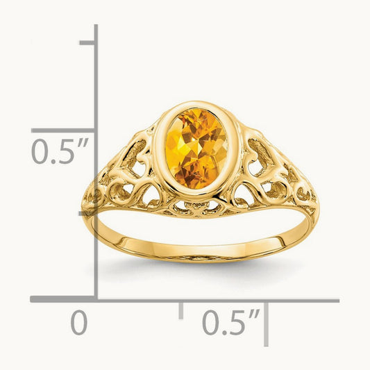 7x5mm Oval Citrine ring, 14K