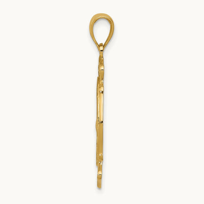 Large FD St. Florian Badge Pendant — 14K Yellow Gold