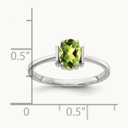 7x5mm Oval Peridot ring, 14K White Gold