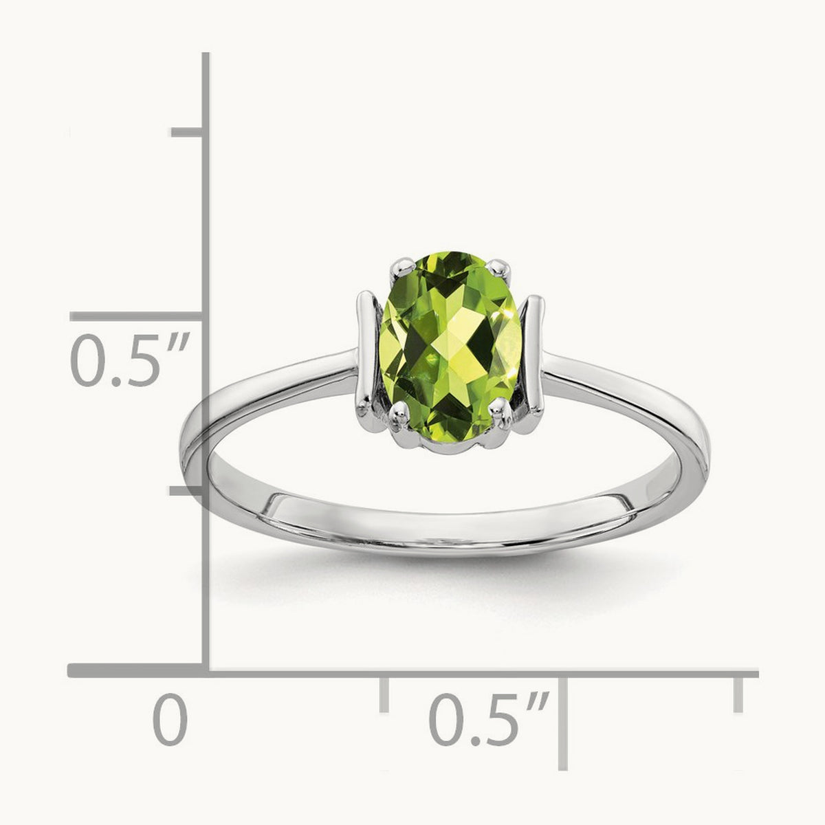 7x5mm Oval Peridot ring, 14K White Gold
