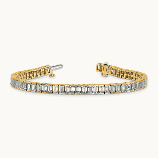 Emerald Bezel Tennis Bracelet — 14K Yellow Gold