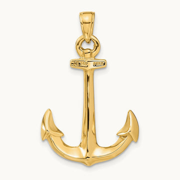 3-D Anchor Pendant, 14K