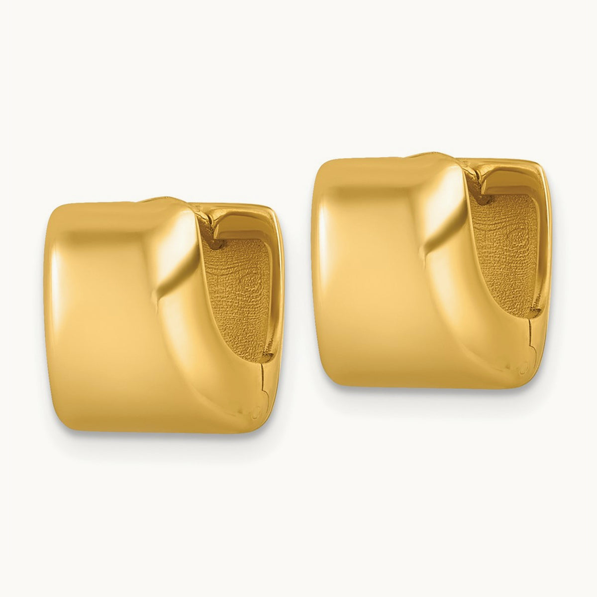 Polished Puffed Square Hoop Earrings, 14K