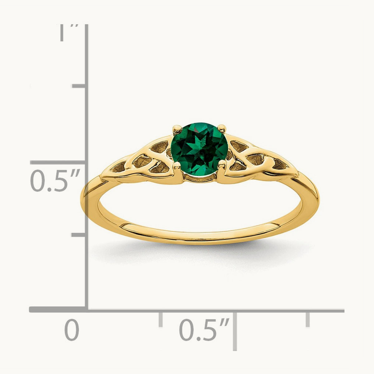 Created Emerald Celtic Knot Ring — 14K Yellow Gold, 7