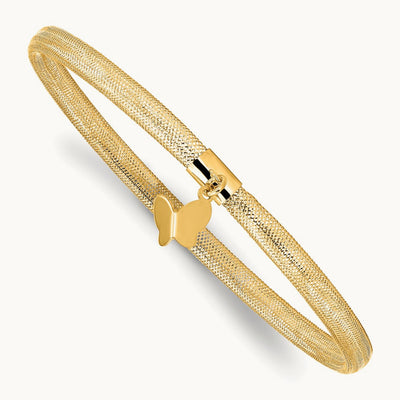 Polished Butterfly Stretch Bracelet, 14K — Leslie's