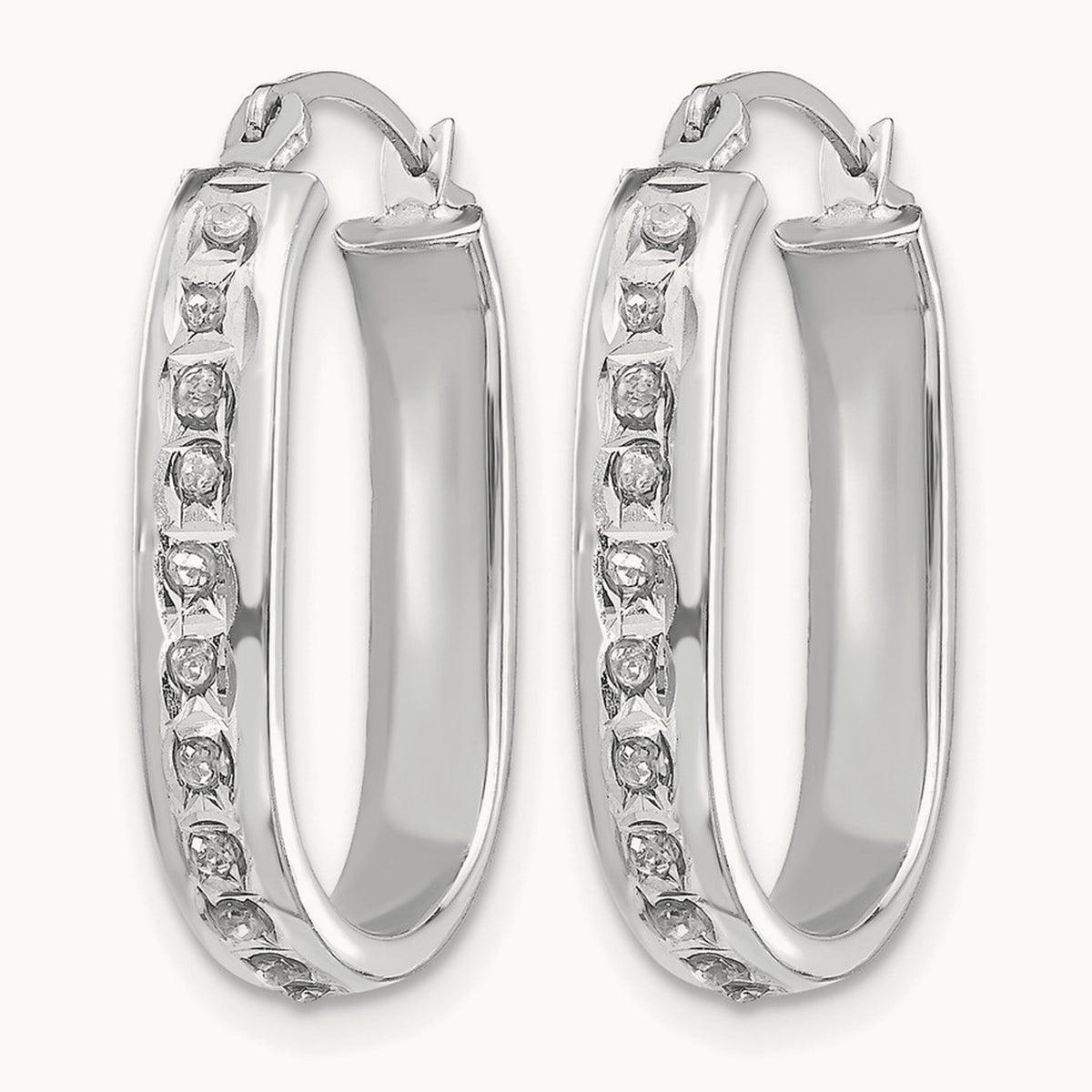 WG Diamond Fascination Diamond Dust/Accent Hoop Earrings, 14K