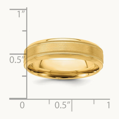 Light Comfort Fit Brush Satin Fancy Band, 14K Yellow Gold