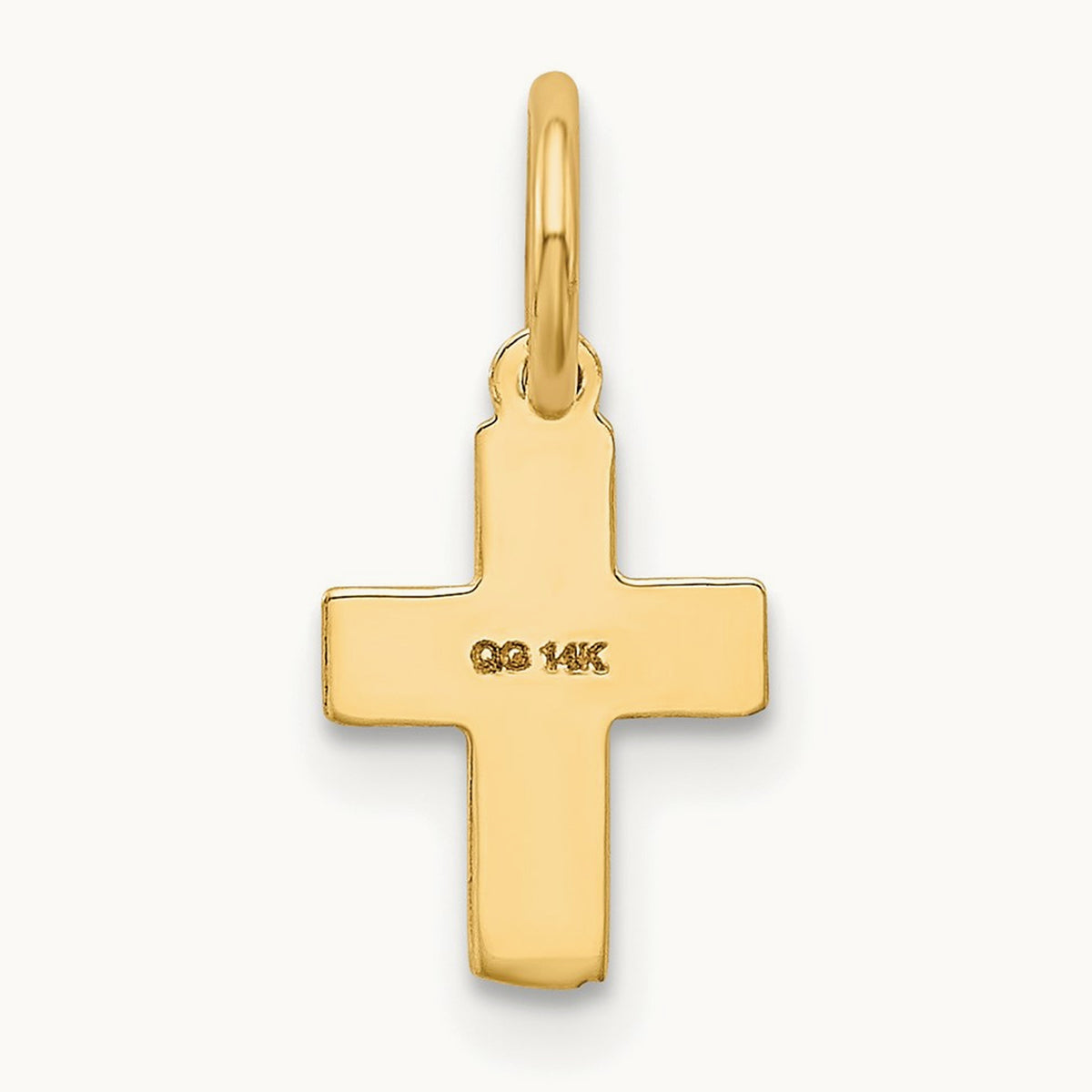 Floral Cross Charm — 14K Yellow Gold