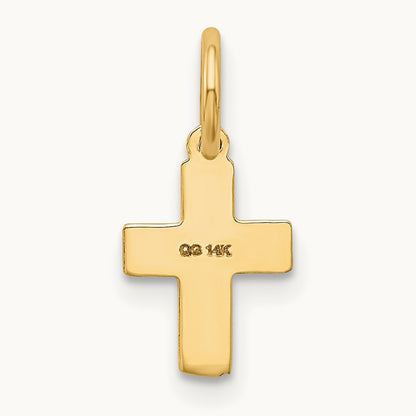 Floral Cross Charm — 14K Yellow Gold