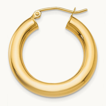 Single 14k Polished Lightweight Tube Hoop Earring, 4mm