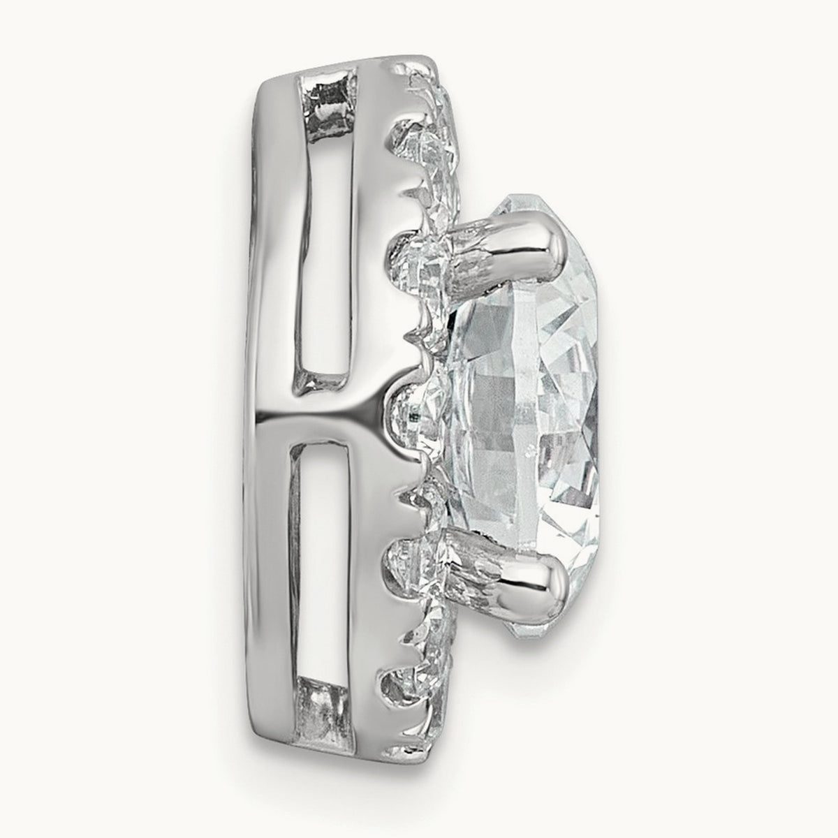 Round Halo Chain Slide Pendant, 0.25-5.00 ct tw Lab-Grown Diamond — 5 ct, 14K White Gold
