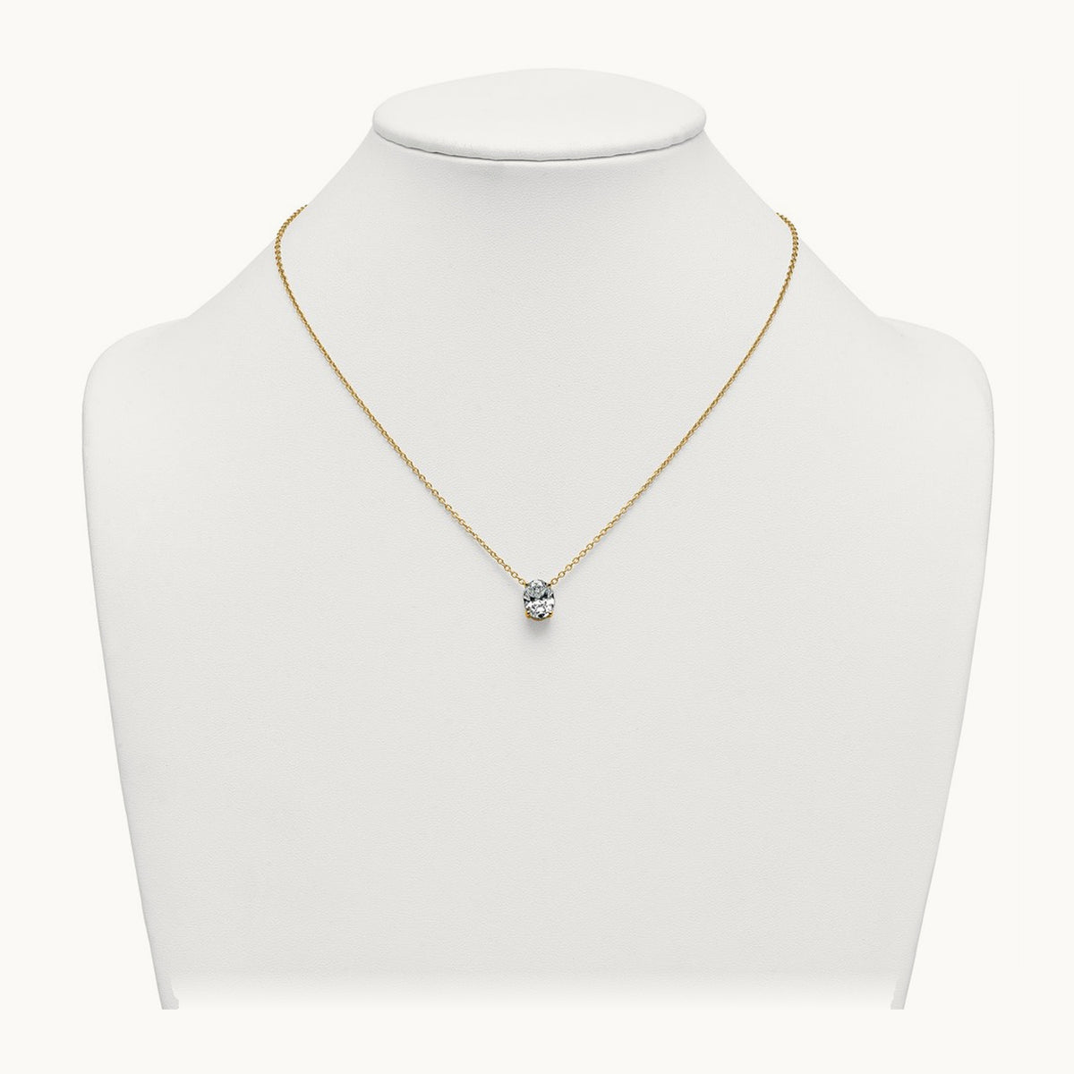 Oval Pendant Necklace, 0.25-4.00 ct tw Lab-Grown Diamond — 2 1/2 ct, 14K Yellow Gold