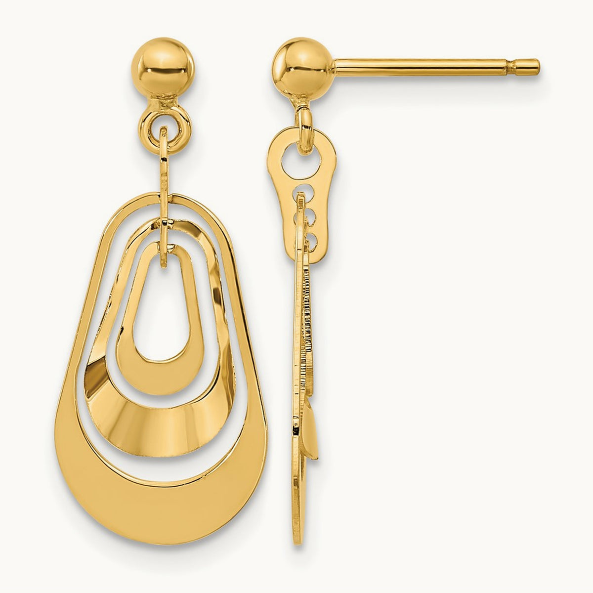 Polished Post Dangle Earrings, 14K — Leslie's
