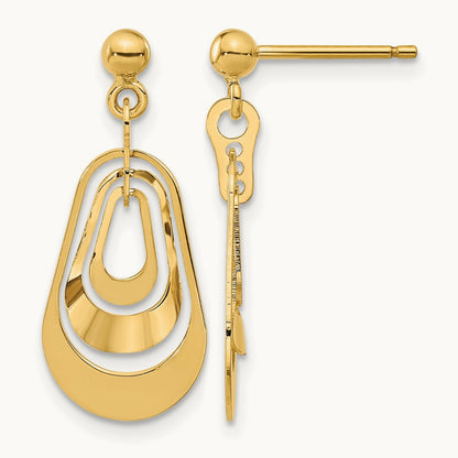 Polished Post Dangle Earrings, 14K — Leslie's
